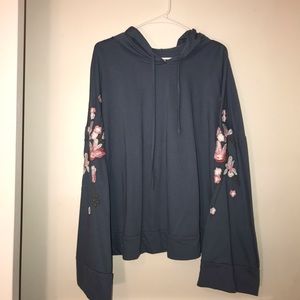 blue embroidered hoodie